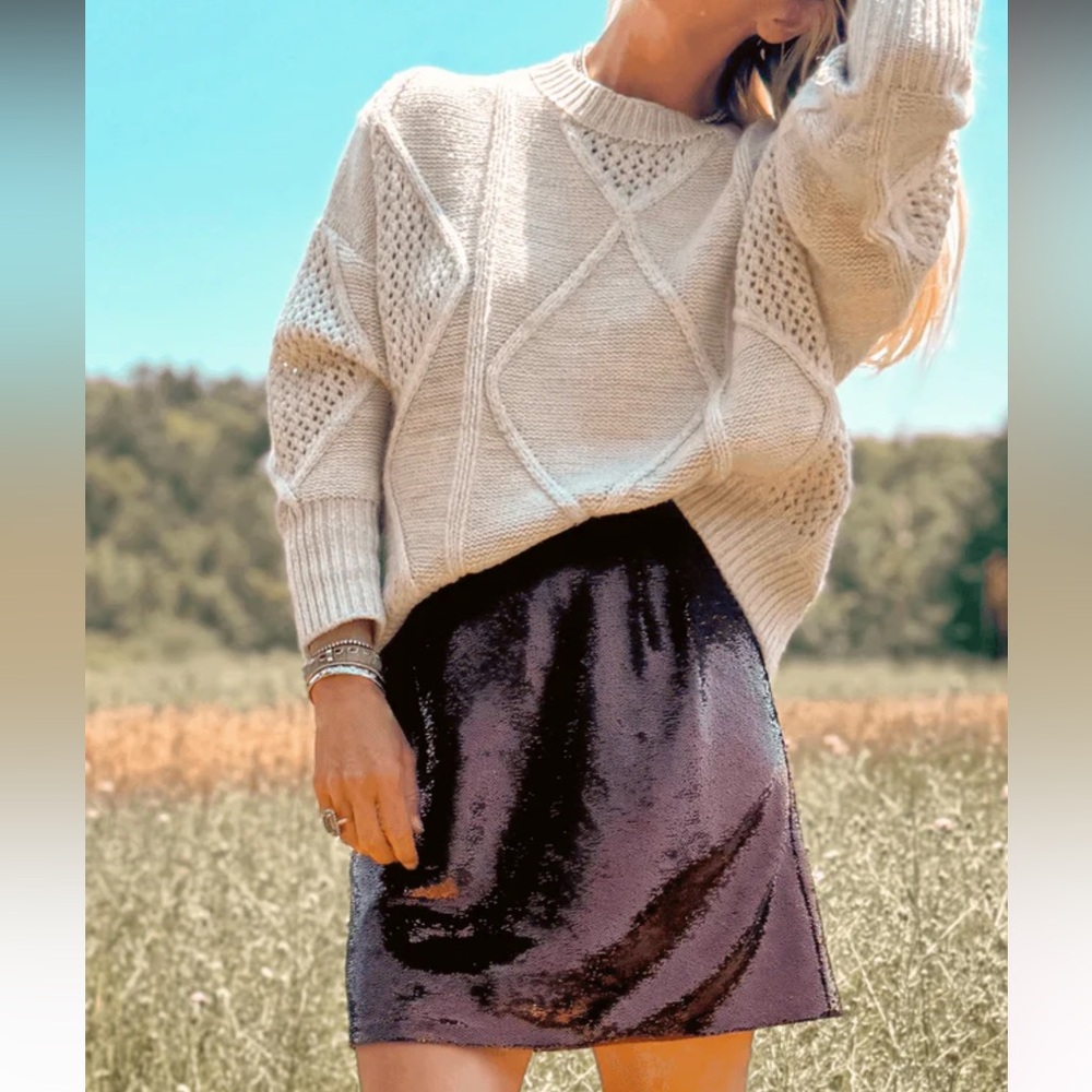 Chocolate Brown Sequin Mini Skirt Buru Size Medium NWT